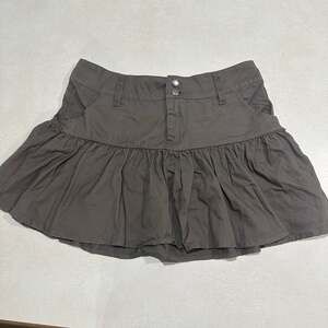NWT Thorn & Fable Grey Low Rise Wide Yolk Double Belt Mini Skirt